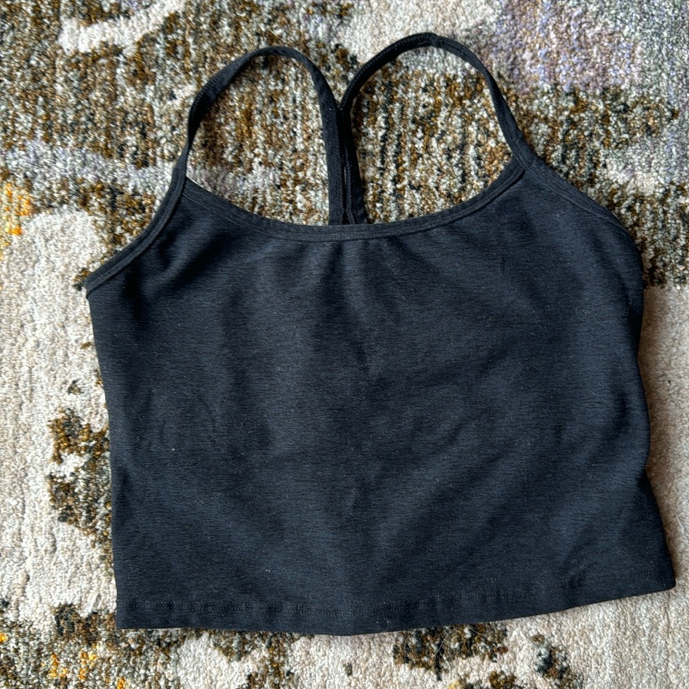 Beyond Yoga Black Cropped Tank Top with Strappy Back